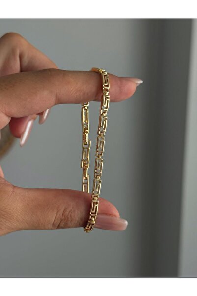 DGK COLLECTİON 14K gold renk, detaylı altın kaplama çok zarif bileklik ve yüz...