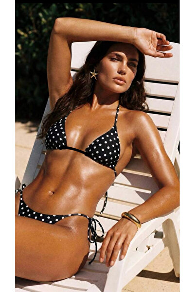 Lilly Siyah Beyaz Puantiyeli Bikini Takımı