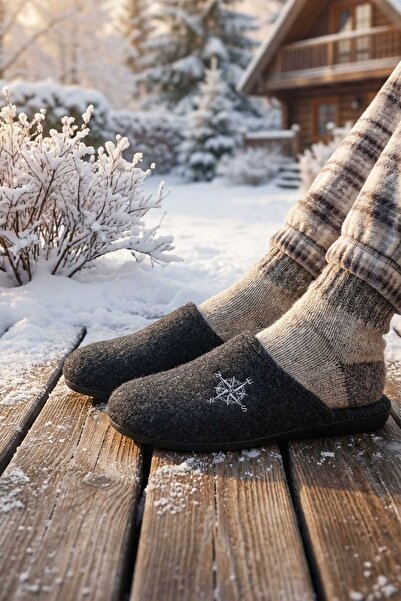 GEZER Winter Men's Felt Removable Sole Home Garden Slippers