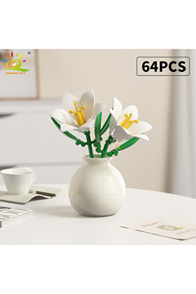 Choice NO.78 HUIQIBAO MOC Flower with Vase Model Building Block DIY Eternal B...