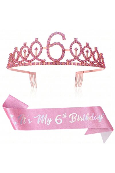 Choice9 pink-6 Birthday Tiara Crown Sash Women Girls This Is My 4th 5th 6th 7...