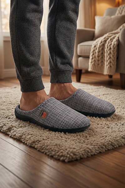 GEZER Men's Winter Pu Comfortable Sole Home Garden Gondola Slippers