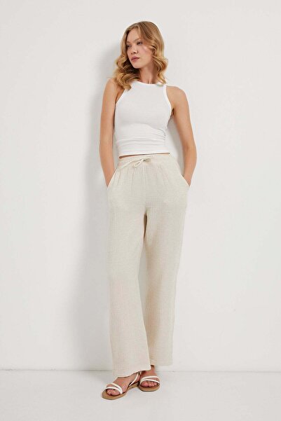 Arma Life Women's Elastic Loose Muslin Cream Palazzo Pants