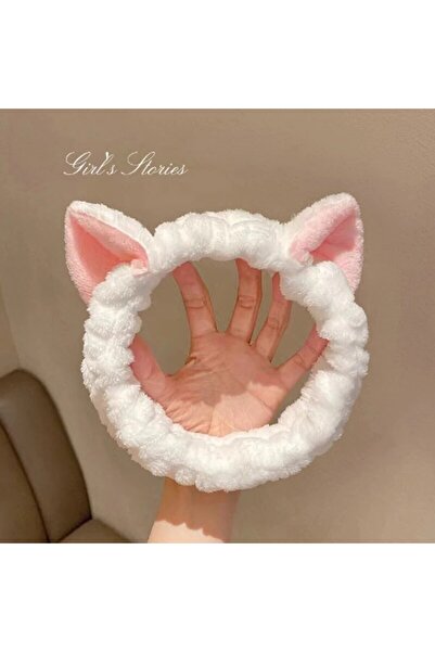 Choice WHITE Hairband Cat Coral Plush Headband Cute Soft Hair Bow Headband Ha...