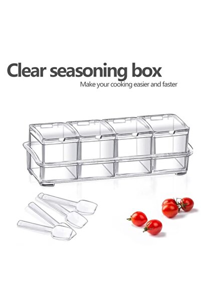 Choice 4-tier M Transparent color 4 Pieces Kitchen Clear Seasoning Box Storag...