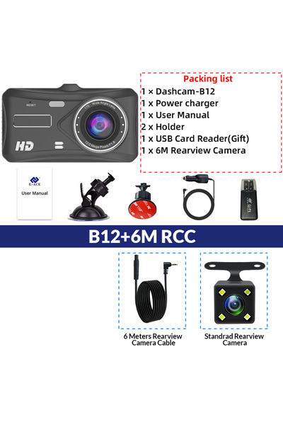 Choice3 كاميرا داش كام B12-6M RCC تعمل باللمس على مدار 24 ساعة، رؤية ليلية، د...