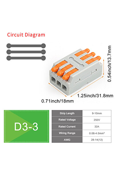Choice9 10PCS D3-3O 10/50 PCS Universal Compact Mini Fast Wire Connectors Lev...