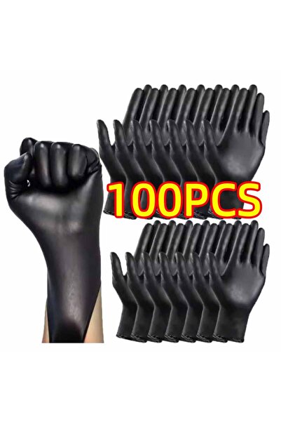 Choice L 100pcs Black Pure Nitrile Disposable Gloves Durable Household Cleani...