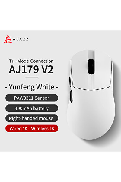 Ajazz AJ179 V2-3311-W AJ179 Lightweight Wired And Wireless Mouse Ergonomic Ma...