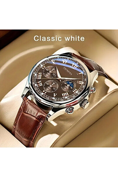Choice1 Brown Without Box Fashion Leather Strap Men Business Watches Round Di...
