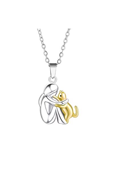 Miniso women-dog-6 Fashion Women and Dog Necklace Cute Little Girl Puppy Pend...