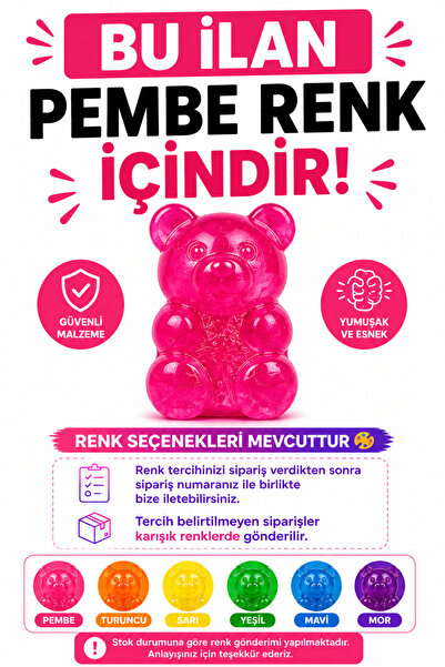 ZİVENTA Ayıcık Squishy Stres Oyuncağı Sık Bırak Yumuşak Esnek Jel Oyuncak Ren...