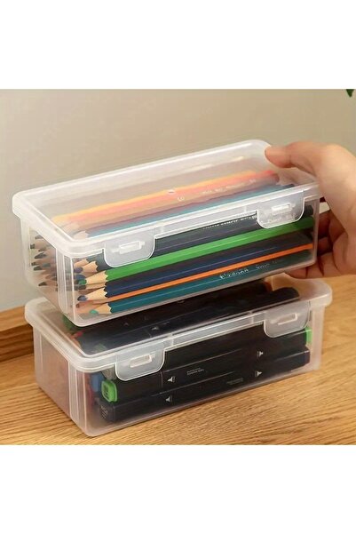 Choice 2pcs 1pc Transparent Plastic Pencil Box School Office Supplies Pens Ma...