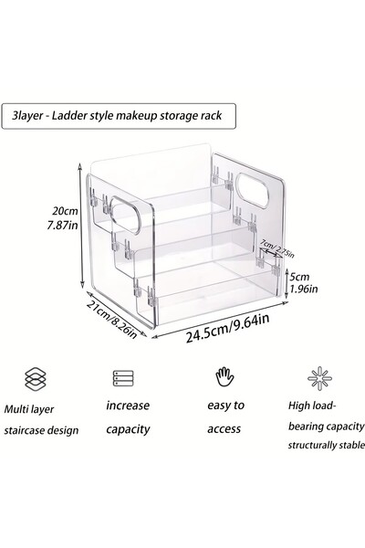 Choice Clear 1pc Acrylic Transparent Three-Tier Ladder Perfume Display Shelf ...