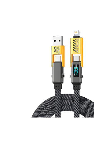 Choice 1m Yellow 4 In 1 100W Fast Charging Cable Multi Port USB Type C Data C...