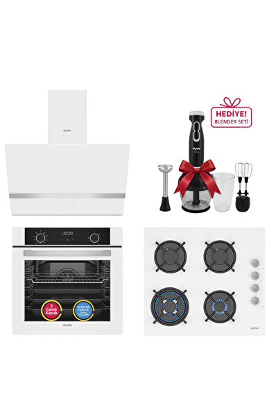 Simfer 0+9 Fonksiyon Airfry Beyaz 3'lü Ankastre Set (8216 Fırın + 3507 Ocak +...