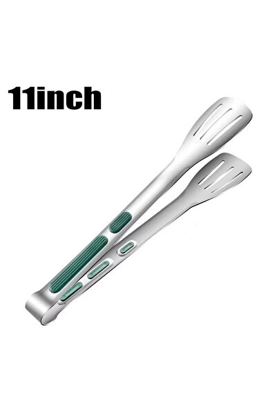 Choice 1pc 11inch 1pc Non Slip Stainless Steel Food Tongs Meat Salad Bread Cl...