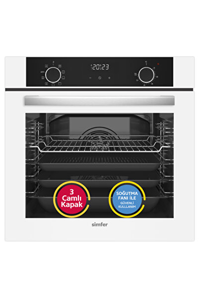 Simfer 0+9 Fonksiyon Airfry Beyaz 3'lü Ankastre Set (8216 Fırın + 3507 Ocak + 8707 Davlumbaz)