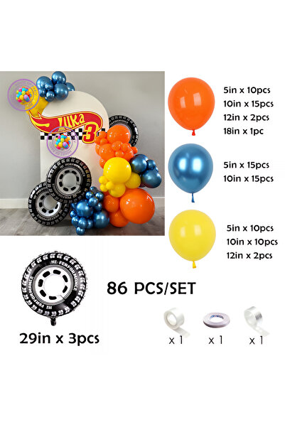 Choice As Picture 86Pcs Racing Theme Balloons Arch Garland Yellow Orange Ball...