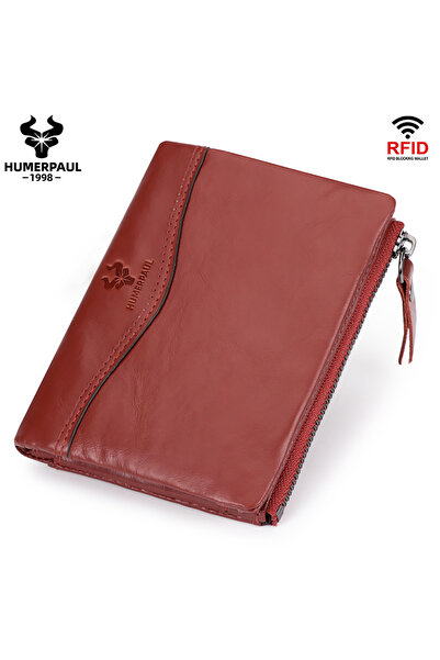 Choice3 red HUMERPAUL Classic Style Wallet Top Grain Leather Bifold Holder Pu...