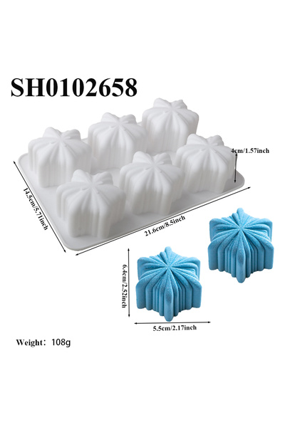 Choice SH0102658 قوالب كيك موس فرنسية بتصميم رقاقات ثلج عيد الميلاد، 6 خلايا،...