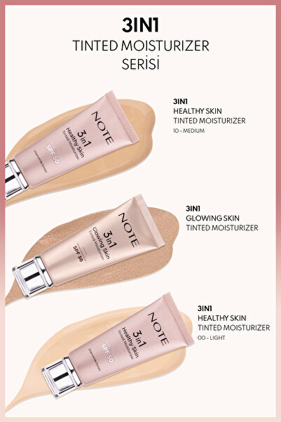 NOTE 3 in 1 Healthy Skin Light Tinted Moisturizer SPF 50 Renk Ton Eşitleyici Aydınlatıcı Krem 00 Açık Ton