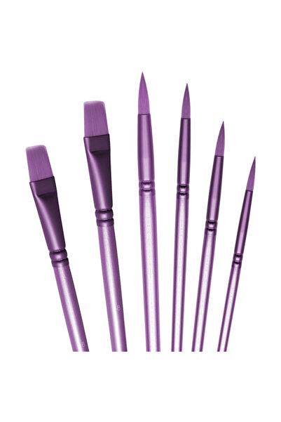 Choice1 6 pcs purple 4/6Pcs Watercolor Paint Brush Nylon Paintbrush for Artis...