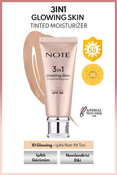 NOTE 3 in 1 Glowing Skin Tinted Moisturizer 50 SPF Işıltılı Aydınlatıcı Krem