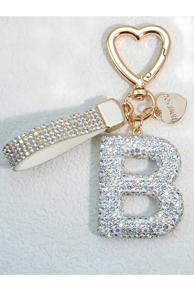Choice B Shining Diamond Inlay 26 English Initial Letter Key Chain Car High-e...