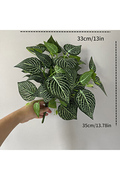 Choice 35cm Mesh 35cm 7 Forks Artificial Plants Fake Leaf Plant Wall Plastic ...