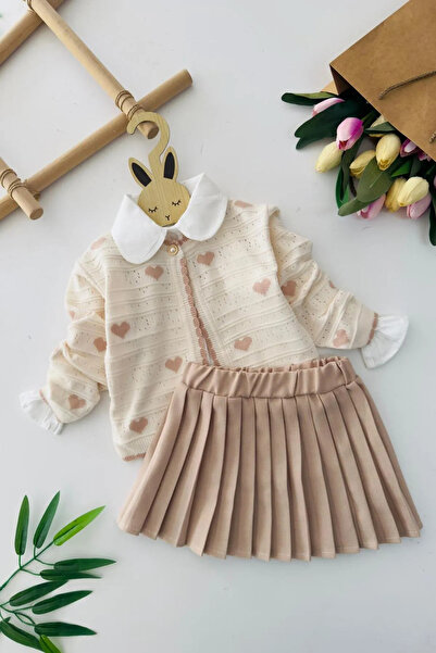 Minigimin Cicileri Set de 3 piese pentru fetiță cu cardigan tricotat cu model...