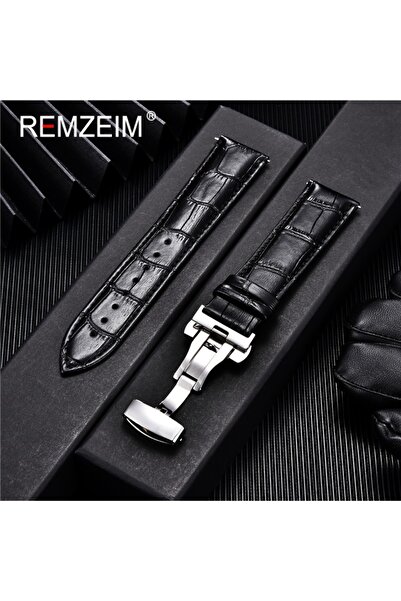 Choice 18mm Black-s Genuine Calfskin Leather Watchbands Business Replace Watc...
