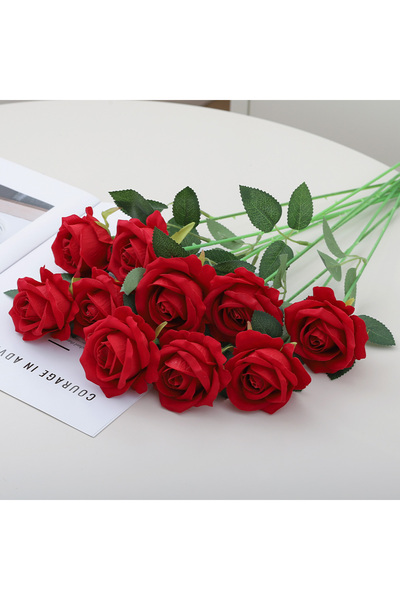 Choice5 Red 5Pcs Rose Artificial Flowers Bouquet Silk Fake Flower for Home De...