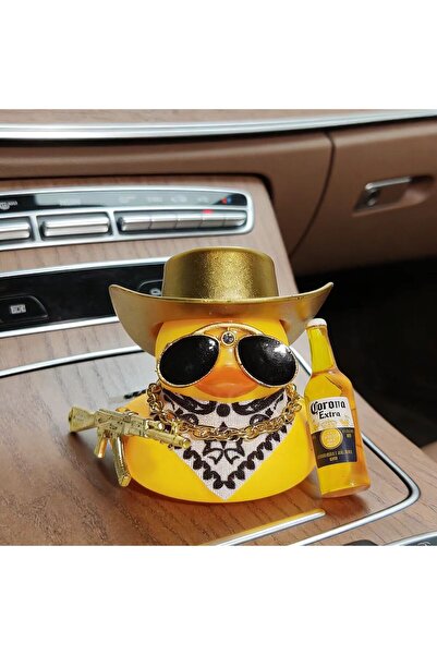 Choice11 Gold Hat AK Cowboy Duck Car Ornament for Jeep Duck Car Dashboard Dec...