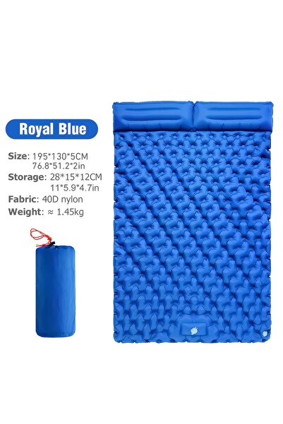 Choice Royal Blue WESTTUNE Double Inflatable Mattress with Built-in Pillow Pu...