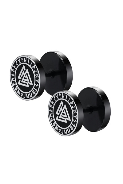 Choice 10mm Type-5 Gothic Norse Viking Runes Stud Earrings for Men Boys Rock ...