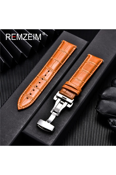 Choice 18mm Light Brown-s Genuine Calfskin Leather Watchbands Business Replac...