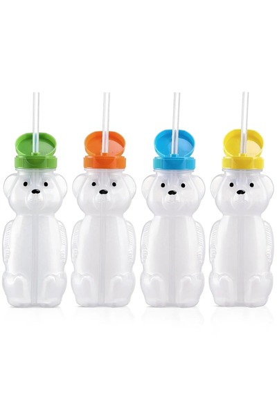 Choice1 green Baby Honey Bear Straw Cup with Soft Flexible Straw 8oz Sippy Bo...