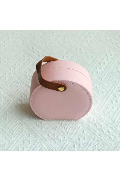 choice2 Pink Portable Semi-Circular Jewelry Storage Box PU Leather Handbag Co...