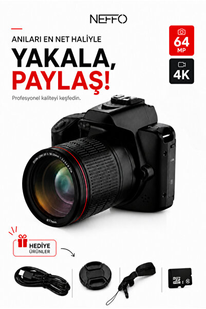 NEFFO 4K WiFi Dijital Fotoğraf Makinesi Kamera | 3.0" LCD Ekran, Canlı Yayın,...