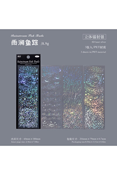 Choice3 B 3sheets Element Collection Series Kawaii PET Laser Silver Stickers ...