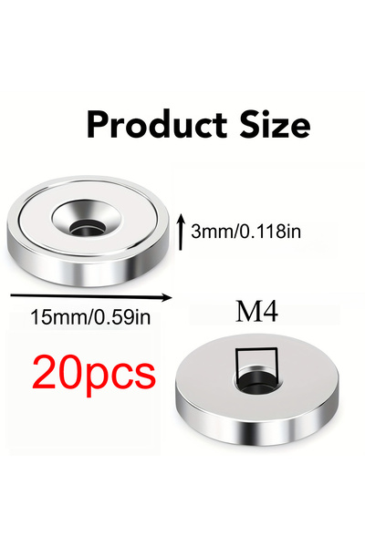 Choice1 مغناطيس ثلاجة قوي بفتحة غاطسة 15x3mm-M4-20pcs 15x3-M4/15x5-M4/20x3-M4...