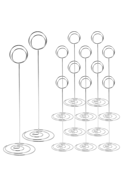 Choice Silver 12Pcs Table Number Holder 22cm Metal Iron Place Card Holder Lig...