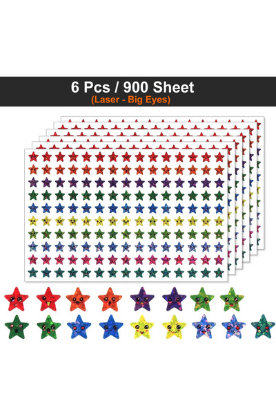 Choice8 حزمة ملصقات مكافآت على شكل نجوم بوجوه سعيدة باللون الأصفر 450-3000 قط...