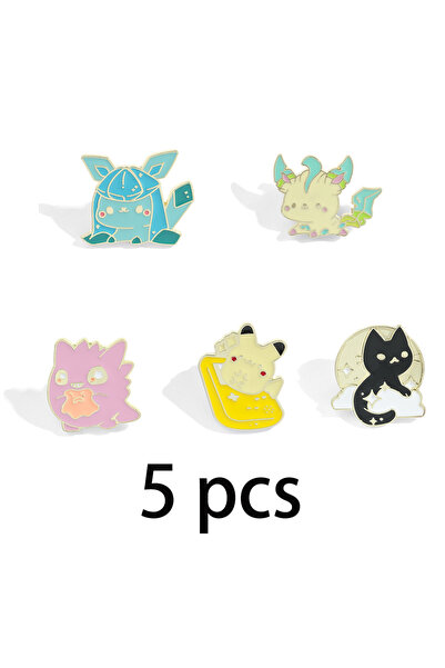 Miniso Bandai XZ5374 4/5 pcs Cartoon Animal Brooch Set Cute Pikachu Bulbasaur...