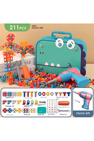 Choice Dinosaur Tool Box 211PCS Pretend Repair Toolbox DIY Assembling Power S...