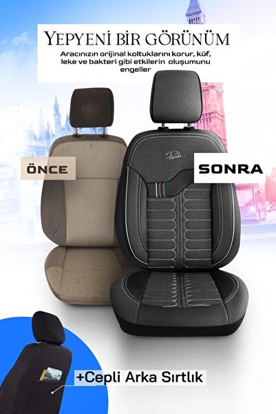 Panda Kılıf PANDA LONDRA SERİSİ İNGİLİZ JAKAR KUMAŞ OTO KOLTUK KILIFI - TAM SET