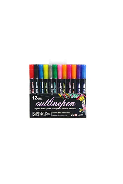 Choice DW-861A-12 Color 36 Color Double Line Outline Art Pen Marker Pen DIY G...