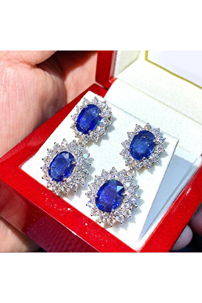 Choice E1354 Huitan Luxury Blue Cubic Zirconia Dangle Earrings Women for Wedd...
