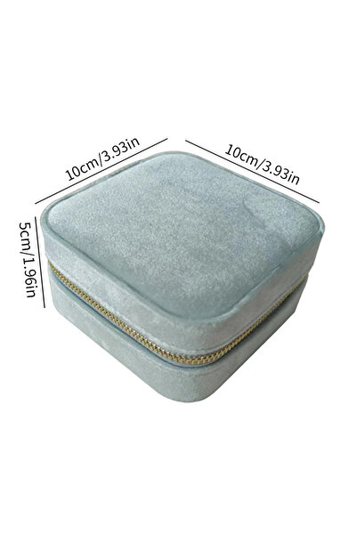 Choice Blue Velvet Jewelry Box For Women Geometric Sqaure Jewelry Storage Cas...